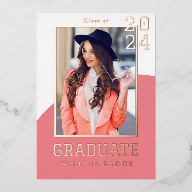 Modern Photo Graduation  Foil Invitation (Front)