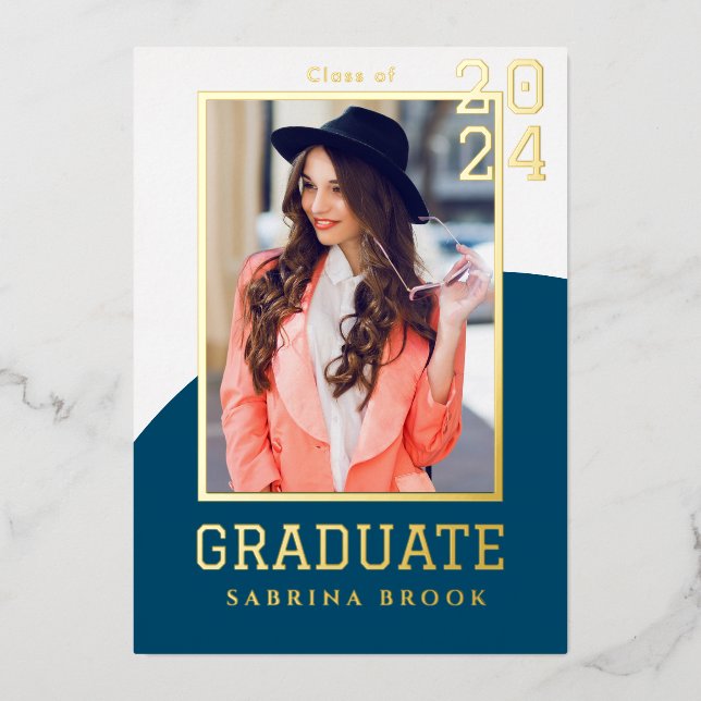 Modern Photo Graduation  Foil Invitation (Front)