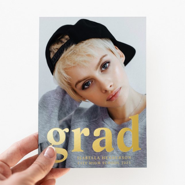 Modern Photo Graduation Gold Foil Foil Invitation (Modern Photo Graduation Gold Foil Foil Invitation)