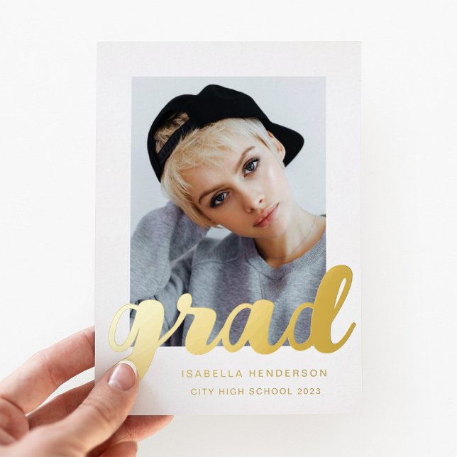 Modern Photo Graduation Gold Foil Invitation (Modern Photo Graduation Gold Foil Invitation)