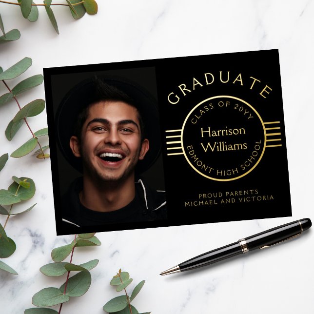 Modern Photo Graduation Graduate Gold Foil Invitation (Creator Uploaded)