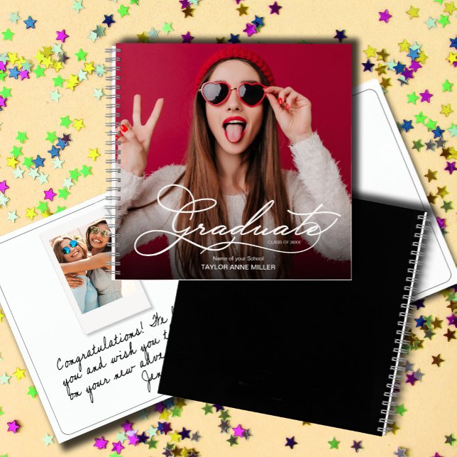 Modern Photo Graduation Guest Book (Graduation guest book with your photo on the front and a message on back. SOFT or HARD cover.)