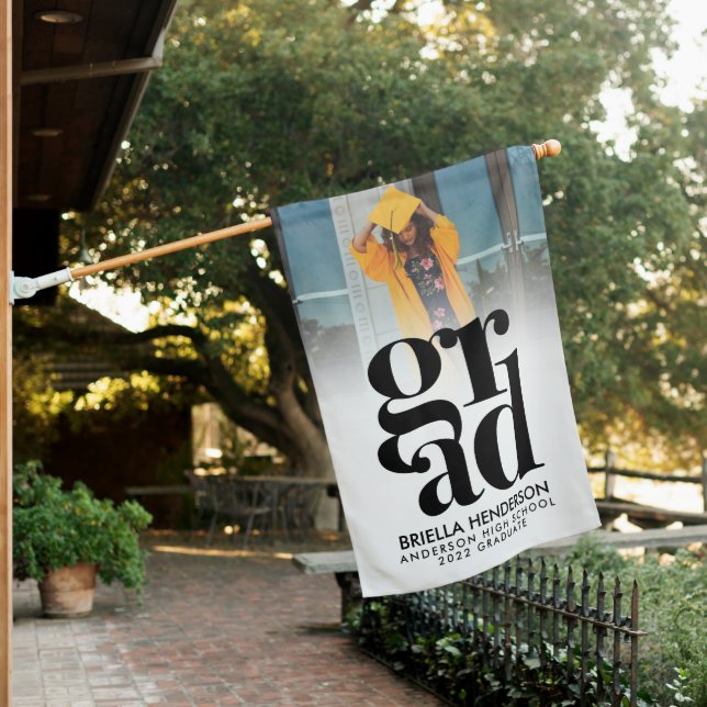 Modern Photo Graduation House Flag (In SItu)