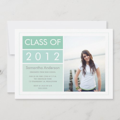 Modern Photo Graduation Invitation - Mint