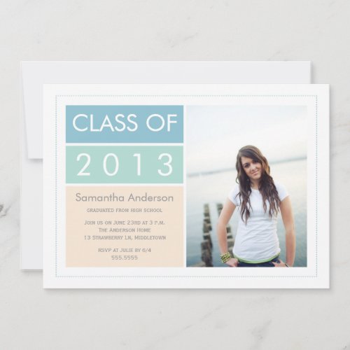 Modern Photo Graduation Invitation - Mint/Blue