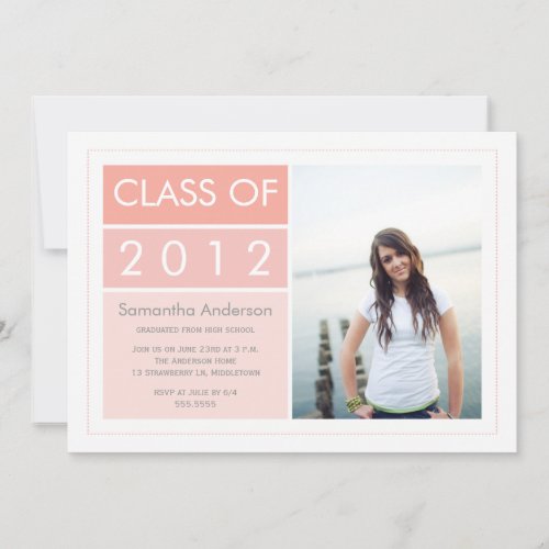 Modern Photo Graduation Invitation - Pink