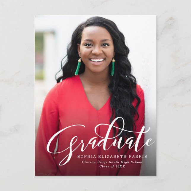 Modern photo graduation invitation postcard (Front)
