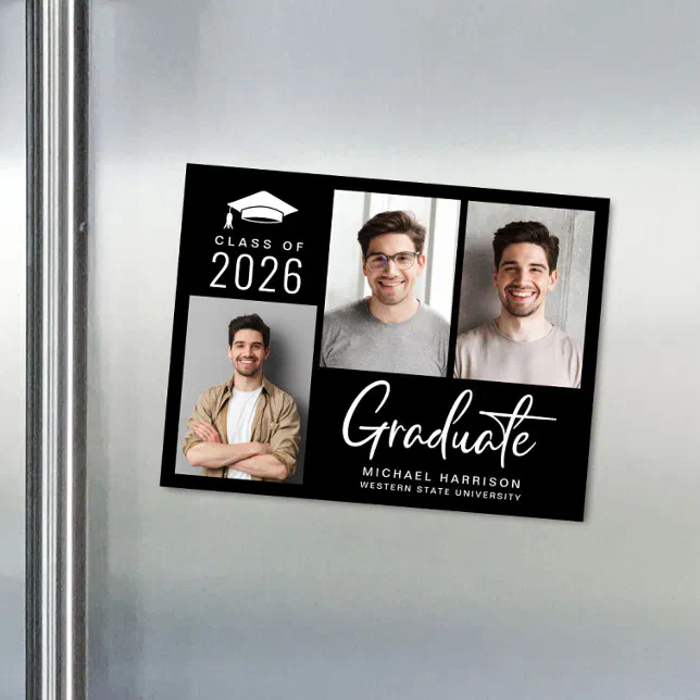 Modern Photo Graduation Magnet Announcement | Zazzle