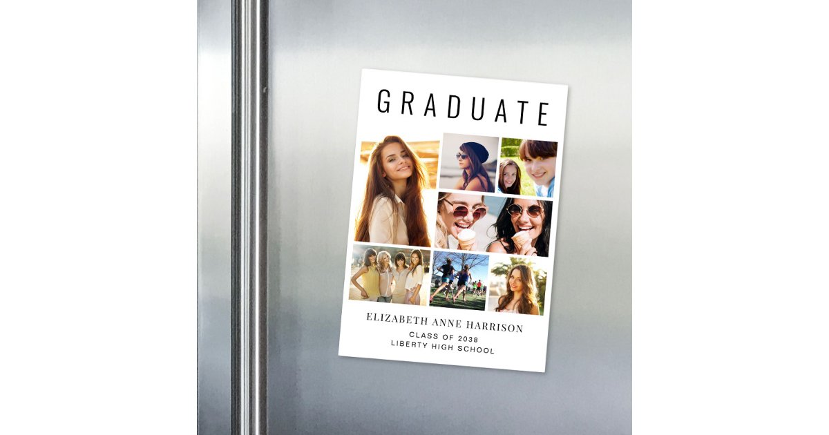 Modern Photo Graduation Magnetic Announcement | Zazzle