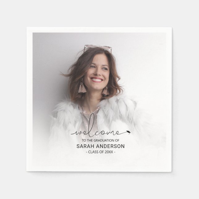 Modern Photo Graduation Napkins (Front)