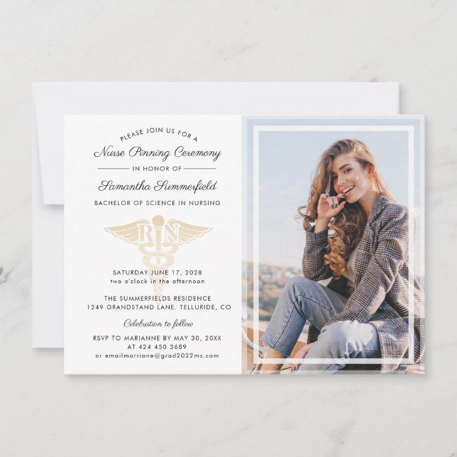 Modern Photo Graduation Nurse Pinning Ceremony Invitation (Front)