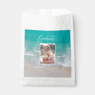 Modern photo graduation ocean beach script favor bag