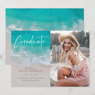 Modern photo graduation ocean beach script modern