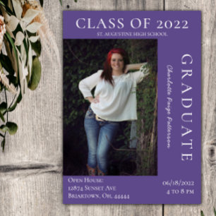 Modern Photo Graduation Open House   Purple Invitation