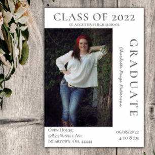 Modern Photo Graduation Open House White Invitation