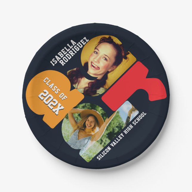 Modern Photo Graduation Paper Plates (Front)