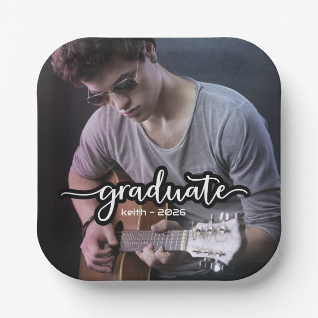 Modern Photo Graduation Paper Plates (Front)