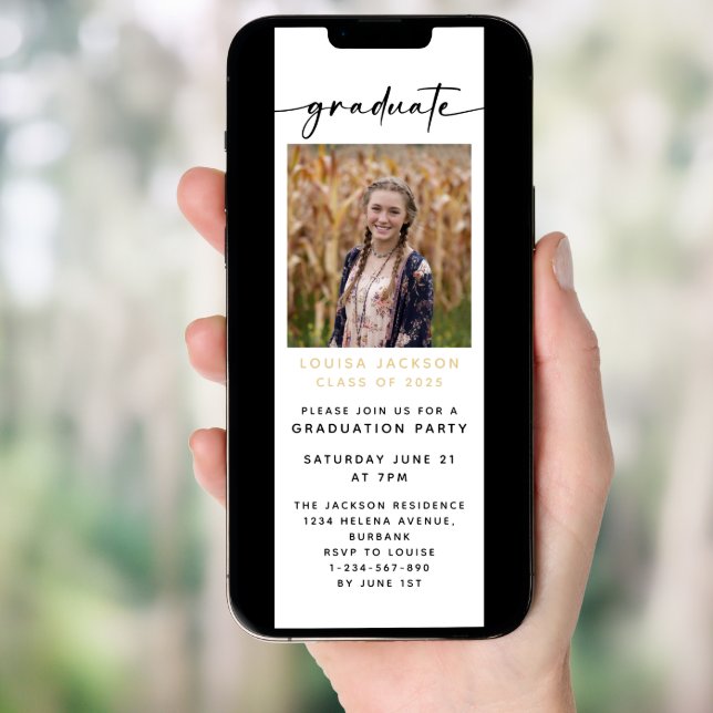 Modern Photo Graduation Party Digital Evite Invitation (Front Digital)