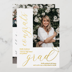 Modern Photo Graduation Party Foil Invitation