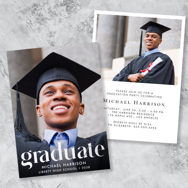 Modern Photo Graduation Party Foil Invitation (Modern Photo Graduation Party Foil Invitation)