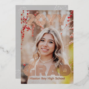 Modern Photo Graduation Party Foil Invitation