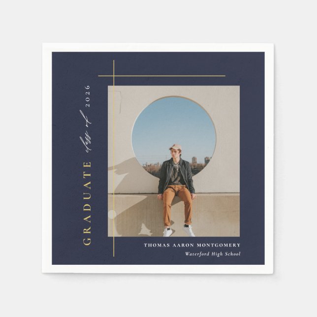 Modern Photo Graduation Party Napkins (Front)