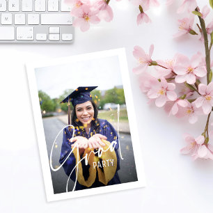Modern Photo Graduation Party Script Grad Invitation