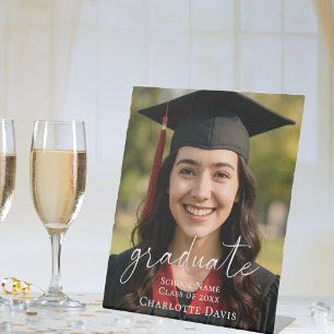 Modern photo Graduation Party welcome Pedestal Sign