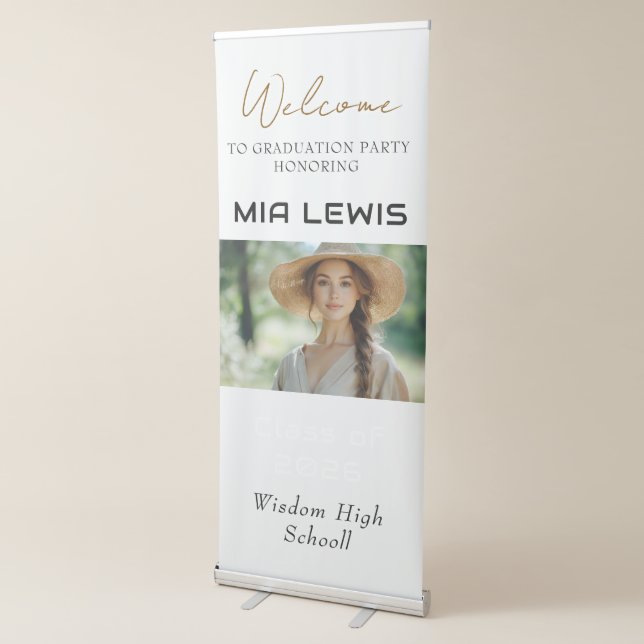 Modern Photo Graduation Party welcome  Retractable Banner (3/4)