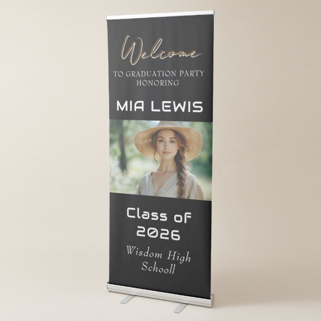 Modern Photo Graduation Party welcome  Retractable Banner (3/4)