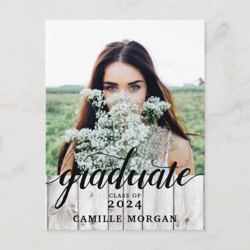 Modern Photo Graduation Script Announcement Postcard