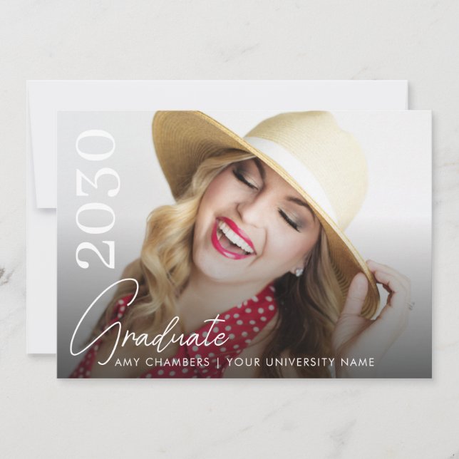 Modern Photo Graduation Script Invitation (Front)