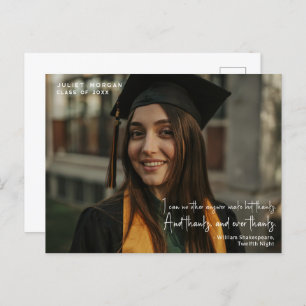 Modern Photo Graduation Simple Thank You Quote Postcard