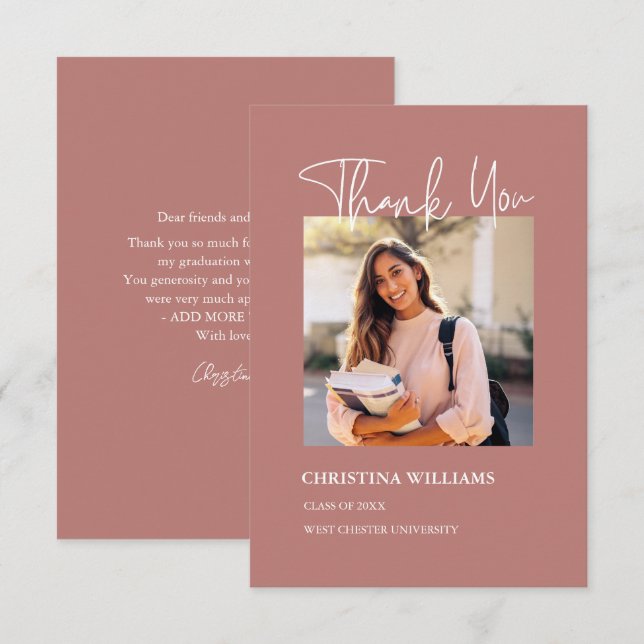 Modern Photo Graduation Thank You Card (Front/Back)