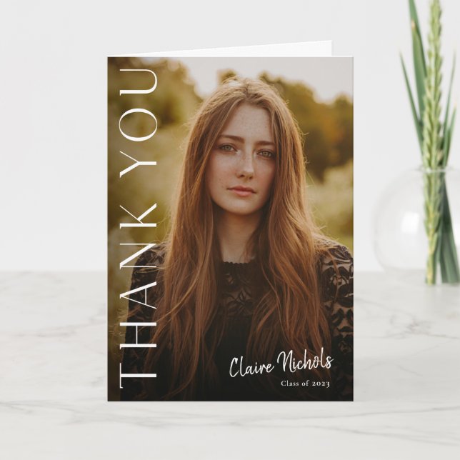 Modern Photo Graduation Thank You Card (Front)