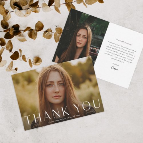 Modern Photo Graduation Thank You Card