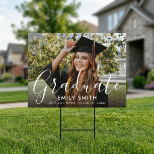 Modern Photo Graduation Yard Sign