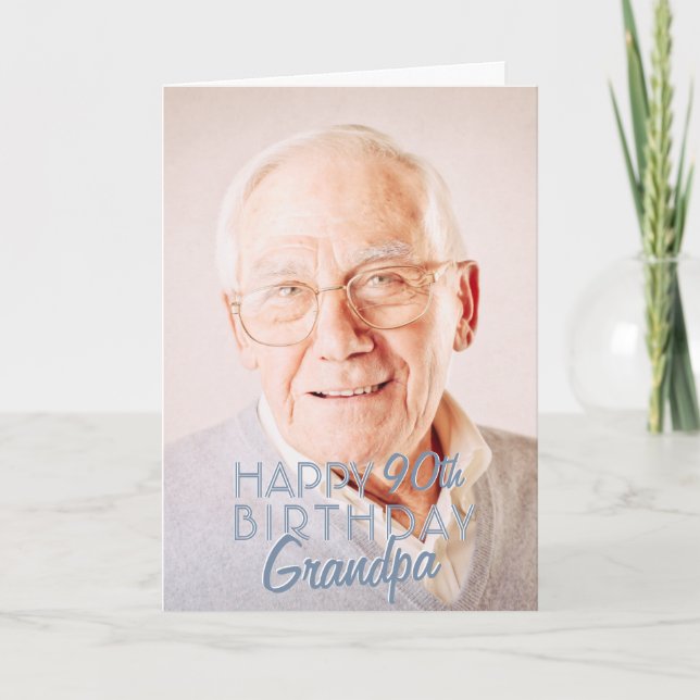 Modern Photo Grandpa Happy Birthday Greeting Card (Front)