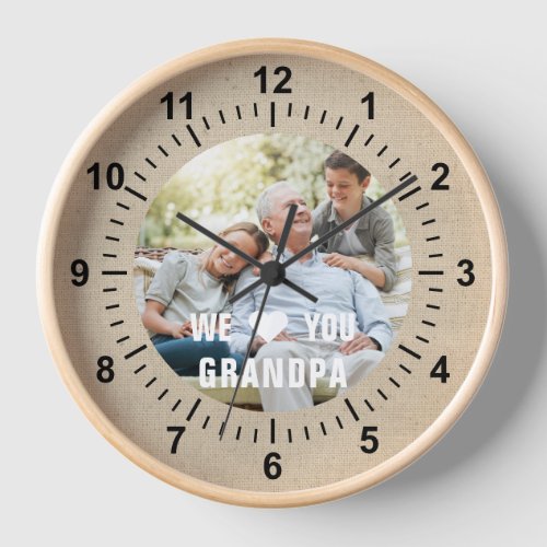 Modern Photo Grandpa Script Heart Clock