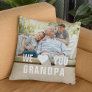Modern Photo Grandpa Script Heart Throw Pillow