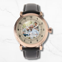 Modern Photo Grandpa Script Heart Watch