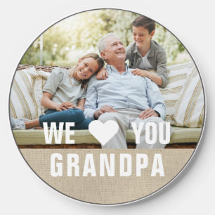 Modern Photo Grandpa Script Heart Wireless Charger