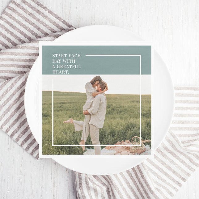 Modern Photo Green Family Lovely Gift Napkins (Creator Uploaded)