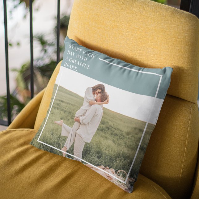 Modern Photo Green Family Lovely Gift Outdoor Pillow (Creator Uploaded)