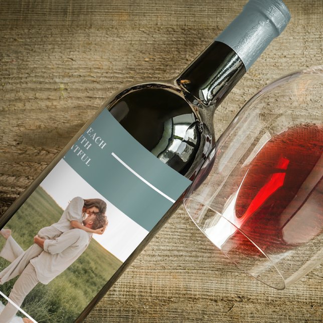 Modern Photo Green Family Lovely Gift Wine Label (Creator Uploaded)