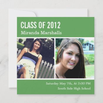 Modern Photo Green Graduation Announcements by AllyJCat at Zazzle