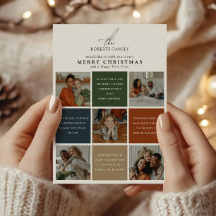 Modern Photo Grid Collage Christmas Holiday Card