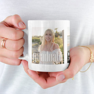 Modern Photo Grid Graduation Custom Coffee Mug