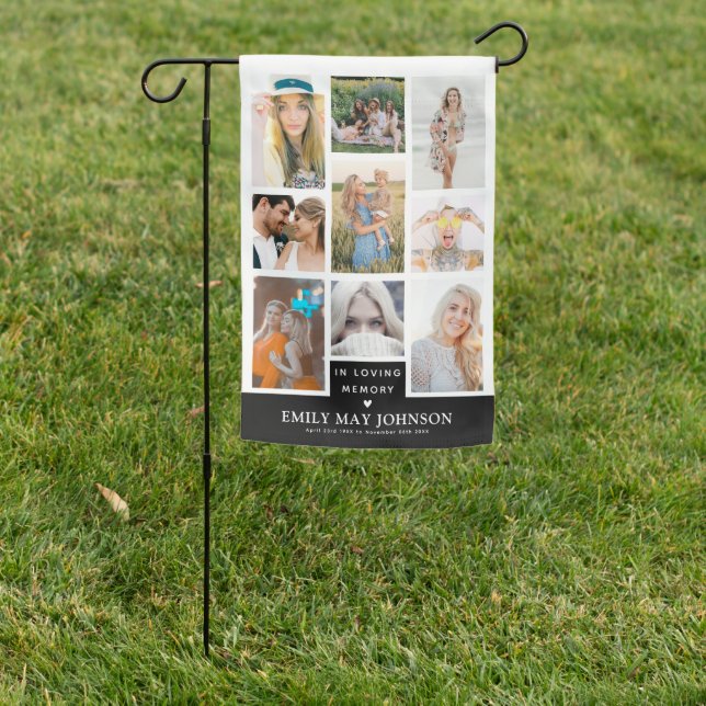 Modern Photo Grid In Loving Memory Garden Flag (In SItu)