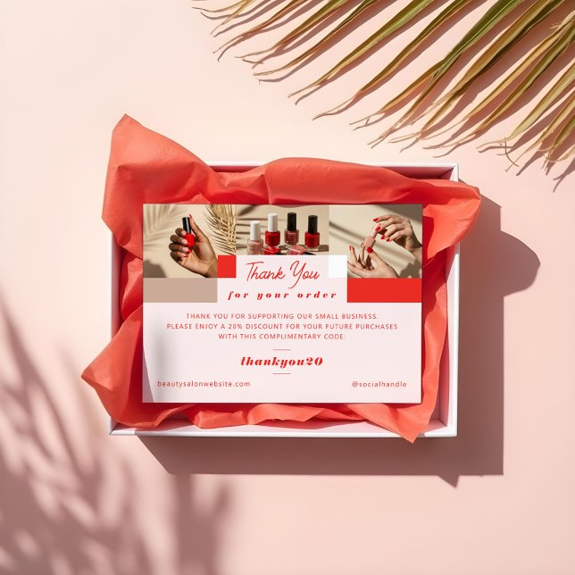 Modern Photo Grid Nail Salon Order Thank You Card (Modern Photo Grid Nail Salon Order Thank You Card)